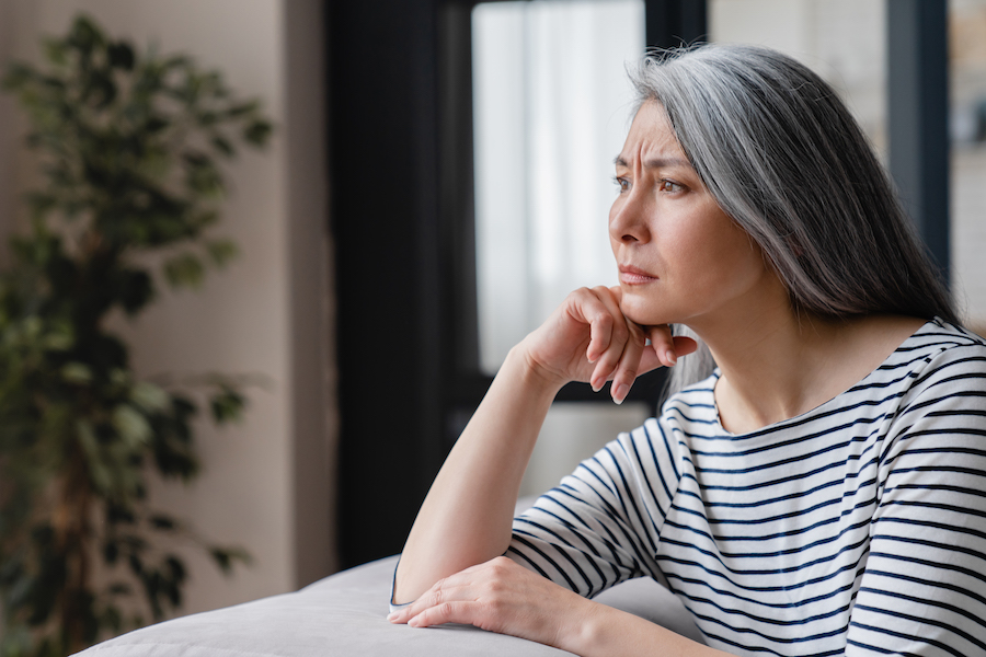 woman seems worried about hormone imbalance