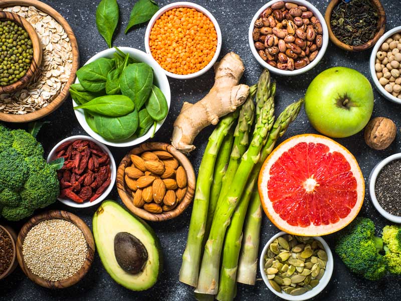 range of superfoods to illustrate the best foods for healthy longevity